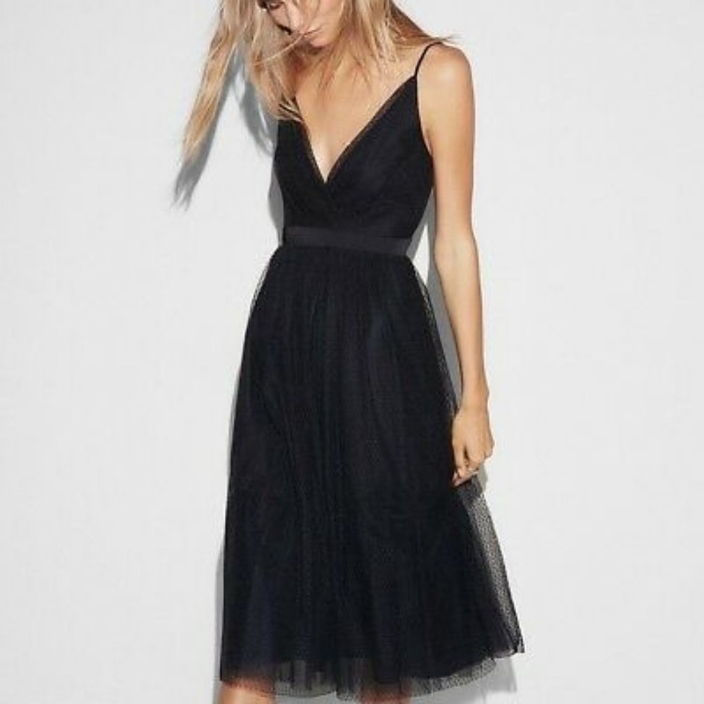 Express Women's Navy Fit and Flare Dress Size 2
